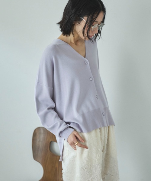 Doux archives（ドゥアルシーヴ）の「ゴム編みサイドスリットカーディガン（カーディガン/ボレロ・レディース・ピンク/ブラック/ラベンダー/ベージュ・FREE）」の14枚目の写真