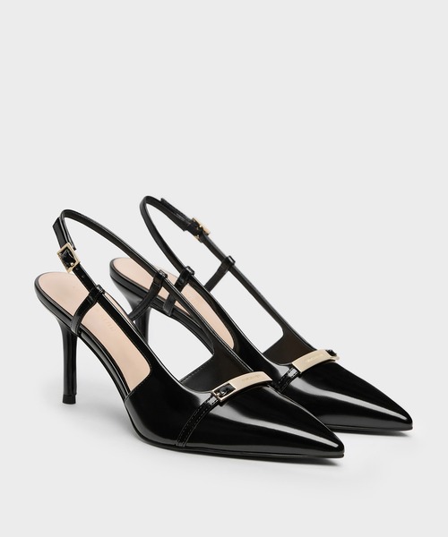 CHARLES & KEITH(チャールズ & キース)の「メタリックバー ポインテッド スリングバッグパンプス(パンプス・レディース・ライトブラウン/ブラック系その他7・25cm/24.5cm/23.5cm/23cm/22.5cm/22cm)」の2枚目の写真