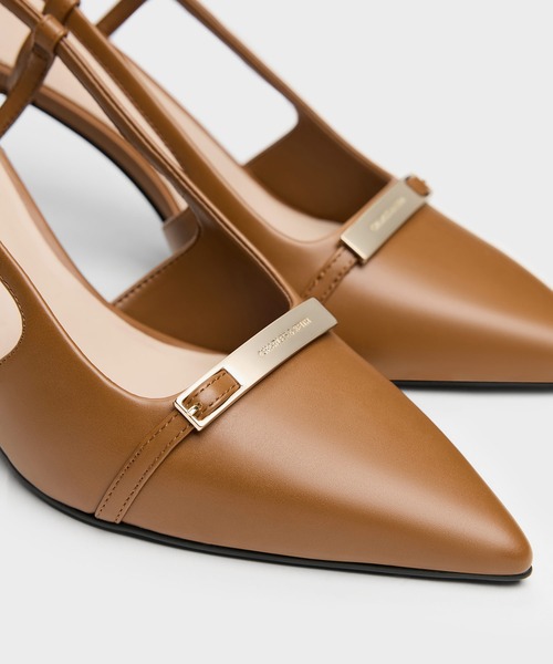 CHARLES & KEITH(チャールズ & キース)の「メタリックバー ポインテッド スリングバッグパンプス(パンプス・レディース・ライトブラウン/ブラック系その他7・25cm/24.5cm/23.5cm/23cm/22.5cm/22cm)」の4枚目の写真
