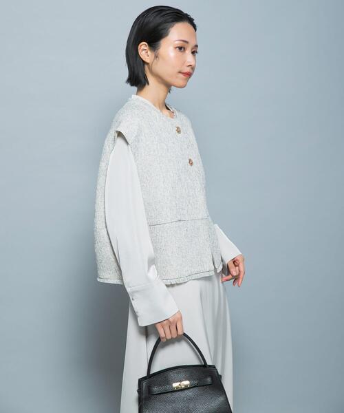 URBAN RESEARCH ROSSO WOMEN(アーバンリサーチ ロッソ)の「『別注』CHIGNON×ROSSO ツイードショートベスト(ベスト・レディース・ホワイト系その他/ブラック・FREE)」の3枚目の写真