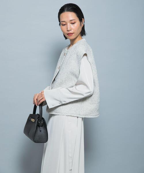 URBAN RESEARCH ROSSO WOMEN(アーバンリサーチ ロッソ)の「『別注』CHIGNON×ROSSO ツイードショートベスト(ベスト・レディース・ホワイト系その他/ブラック・FREE)」の4枚目の写真
