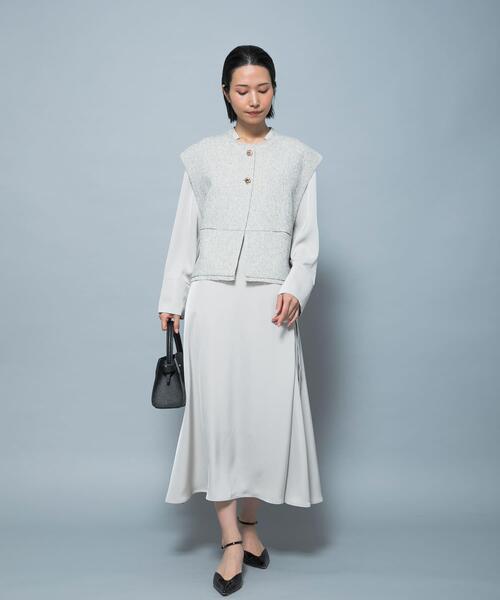 URBAN RESEARCH ROSSO WOMEN（アーバンリサーチ　ロッソ）の「『別注』CHIGNON×ROSSO　ツイードショートベスト（ベスト・レディース・ホワイト系その他/ブラック・FREE）」の3枚目の写真