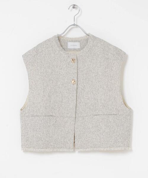 URBAN RESEARCH ROSSO WOMEN（アーバンリサーチ　ロッソ）の「『別注』CHIGNON×ROSSO　ツイードショートベスト（ベスト・レディース・ホワイト系その他/ブラック・FREE）」の4枚目の写真
