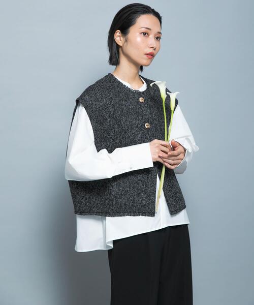 URBAN RESEARCH ROSSO WOMEN（アーバンリサーチ　ロッソ）の「『別注』CHIGNON×ROSSO　ツイードショートベスト（ベスト・レディース・ホワイト系その他/ブラック・FREE）」の8枚目の写真
