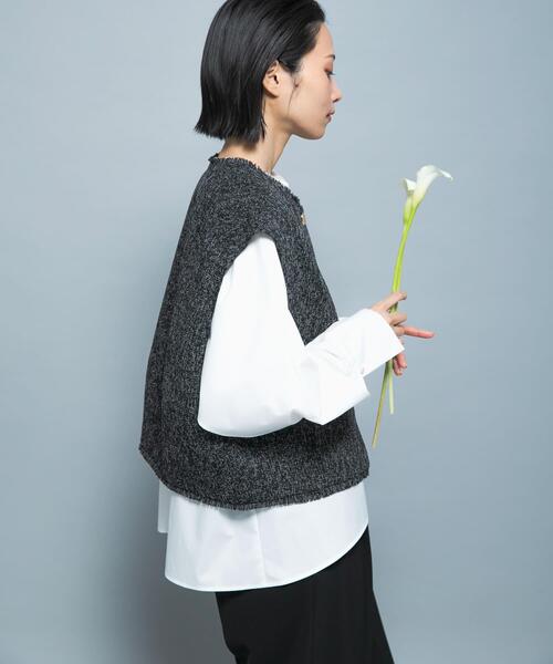 URBAN RESEARCH ROSSO WOMEN（アーバンリサーチ　ロッソ）の「『別注』CHIGNON×ROSSO　ツイードショートベスト（ベスト・レディース・ホワイト系その他/ブラック・FREE）」の9枚目の写真