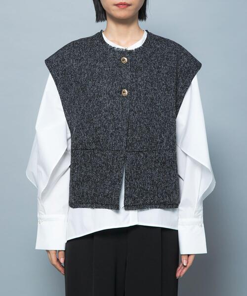 URBAN RESEARCH ROSSO WOMEN（アーバンリサーチ　ロッソ）の「『別注』CHIGNON×ROSSO　ツイードショートベスト（ベスト・レディース・ホワイト系その他/ブラック・FREE）」の14枚目の写真