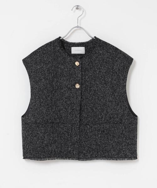 URBAN RESEARCH ROSSO WOMEN（アーバンリサーチ　ロッソ）の「『別注』CHIGNON×ROSSO　ツイードショートベスト（ベスト・レディース・ホワイト系その他/ブラック・FREE）」の17枚目の写真
