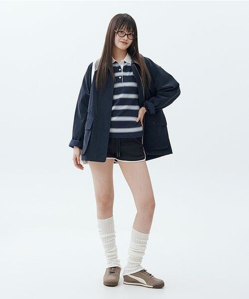 TILL I DIE(ティルアイダイ)の「Cotton stripe base collar polo t-shirt_Navy(Tシャツ/カットソー・レディース・ネイビー・M/S)」の4枚目の写真