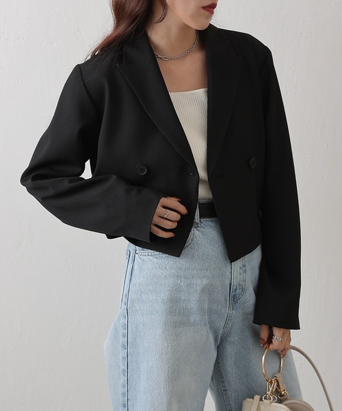 COLONY 2139（コロニートゥーワンスリーナイン）の「クロップドWテーラードジャケット（テーラードジャケット・レディース・ブラック/グレー/ベージュ・FREE）」の15枚目の写真