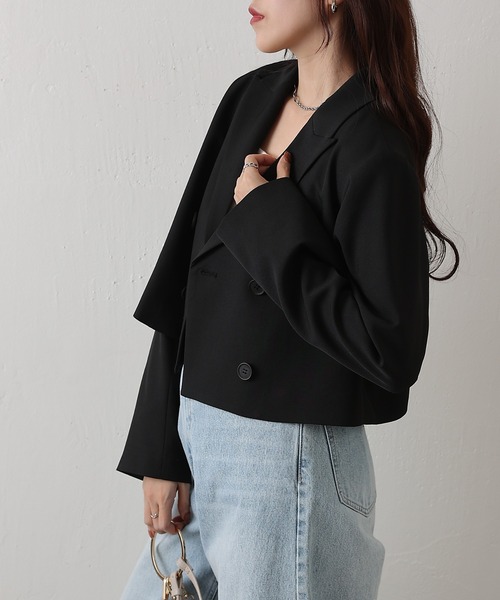 COLONY 2139（コロニートゥーワンスリーナイン）の「クロップドWテーラードジャケット（テーラードジャケット・レディース・ブラック/グレー/ベージュ・FREE）」の13枚目の写真