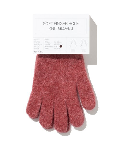 セール】ソフトフィンガーホール ニットグローブ【キャロルレッド