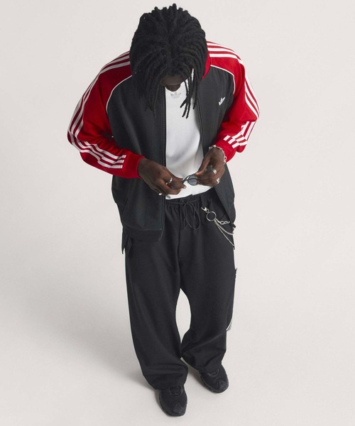 adidas（アディダス）の「ルーズ メッシュ トラックトップ  / ジャージ / トラックジャケット / アディダスオリジナルス adidas Originals（ジャージ・メンズ・ブラック/ベージュ・XX-LARGE/XX-SMALL/3XL/LARGE/MEDIUM/SMALL/X-LARGE/X-SMALL/4XL）」の9枚目の写真