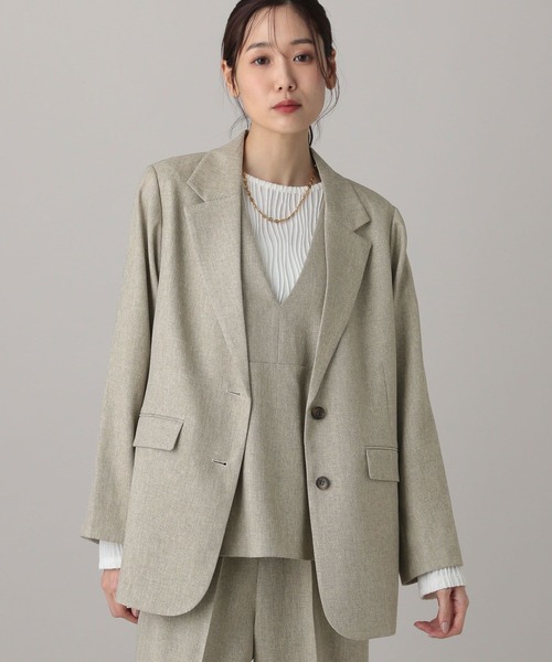 GLOBAL WORK（グローバルワーク）の「MATINEE LINE/ツィードライク/シングルジャケット/625090（テーラードジャケット・レディース・ベージュ/ダークブラウン/チャコールグレー・SMALL/LARGE/MEDIUM）」の17枚目の写真