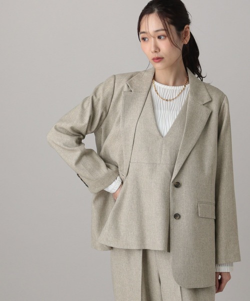 GLOBAL WORK（グローバルワーク）の「MATINEE LINE/ツィードライク/シングルジャケット/625090（テーラードジャケット・レディース・ベージュ/ダークブラウン/チャコールグレー・SMALL/LARGE/MEDIUM）」の18枚目の写真