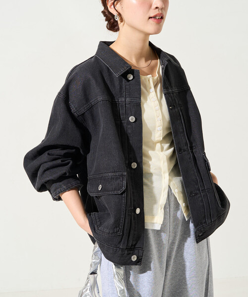 FREAK'S STORE(フリークスストア)の「限定展開 レギュラー デニム ジャケット(デニムジャケット・レディース・グレー/ブルー/ネイビー/ブラック・フリ-)」の9枚目の写真
