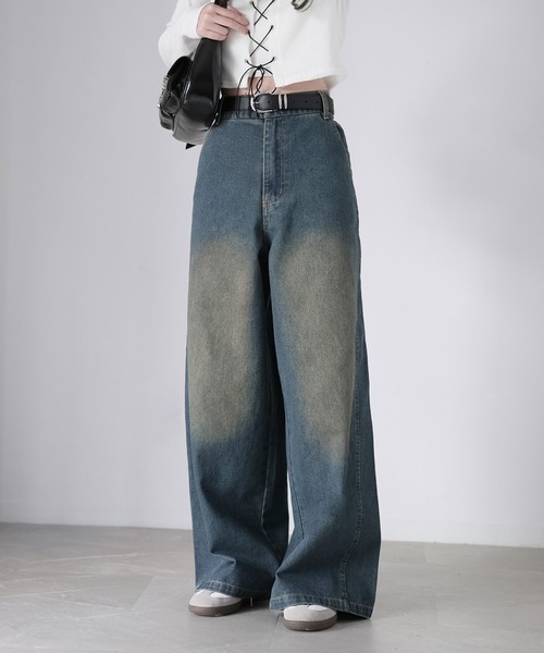 Riberry（リベリー）の「【セットアップ着用可】ヴィンテージライクデニムワイドパンツ（デニムパンツ・レディース・ライトブルー/ブルー・MEDIUM）」の22枚目の写真