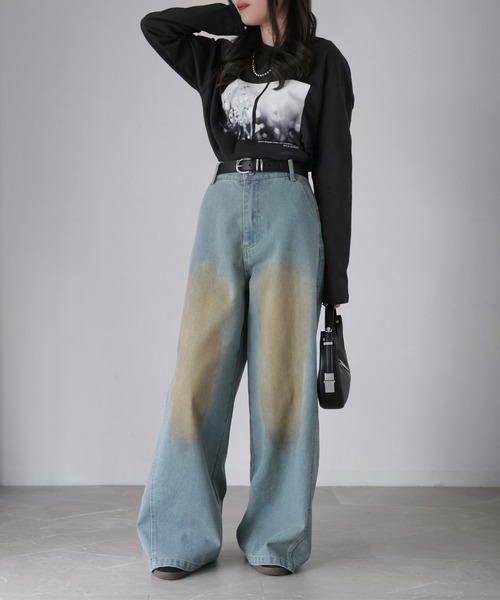 Riberry（リベリー）の「【セットアップ着用可】ヴィンテージライクデニムワイドパンツ（デニムパンツ・レディース・ライトブルー/ブルー・MEDIUM）」の15枚目の写真