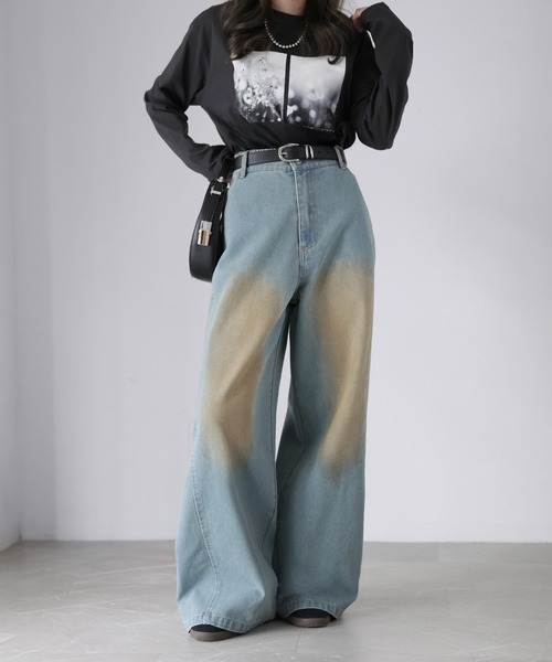 Riberry（リベリー）の「【セットアップ着用可】ヴィンテージライクデニムワイドパンツ（デニムパンツ・レディース・ライトブルー/ブルー・MEDIUM）」の11枚目の写真