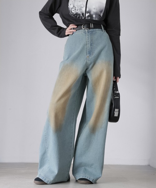 Riberry（リベリー）の「【セットアップ着用可】ヴィンテージライクデニムワイドパンツ（デニムパンツ・レディース・ライトブルー/ブルー・MEDIUM）」の14枚目の写真