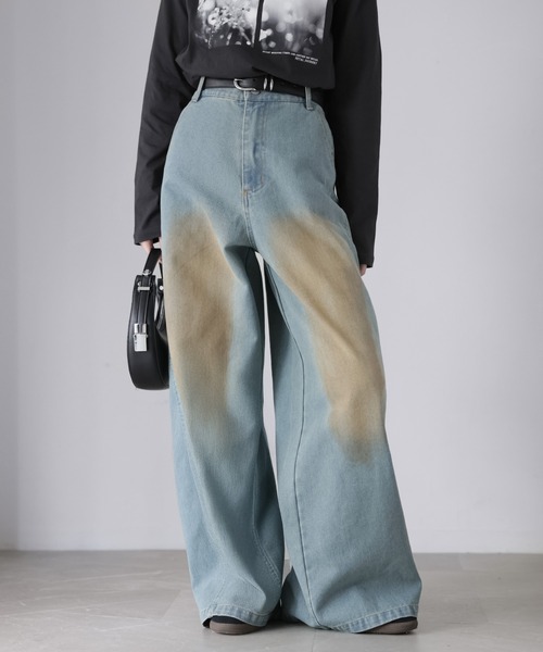 Riberry（リベリー）の「【セットアップ着用可】ヴィンテージライクデニムワイドパンツ（デニムパンツ・レディース・ライトブルー/ブルー・MEDIUM）」の16枚目の写真