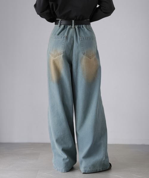 Riberry（リベリー）の「【セットアップ着用可】ヴィンテージライクデニムワイドパンツ（デニムパンツ・レディース・ライトブルー/ブルー・MEDIUM）」の18枚目の写真
