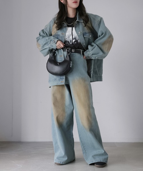 Riberry（リベリー）の「【セットアップ着用可】ヴィンテージライクデニムワイドパンツ（デニムパンツ・レディース・ライトブルー/ブルー・MEDIUM）」の19枚目の写真