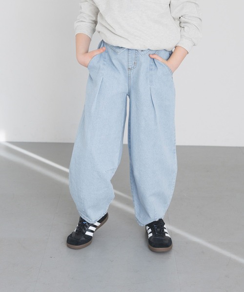 BAYFLOW（ベイフロー）の「[2WAYデザイン★]バレルデニムパンツ(KIDS)（デニムパンツ・キッズ・ライトブルー/ダークブルー・150cm/140cm/130cm/120cm/110cm）」の7枚目の写真