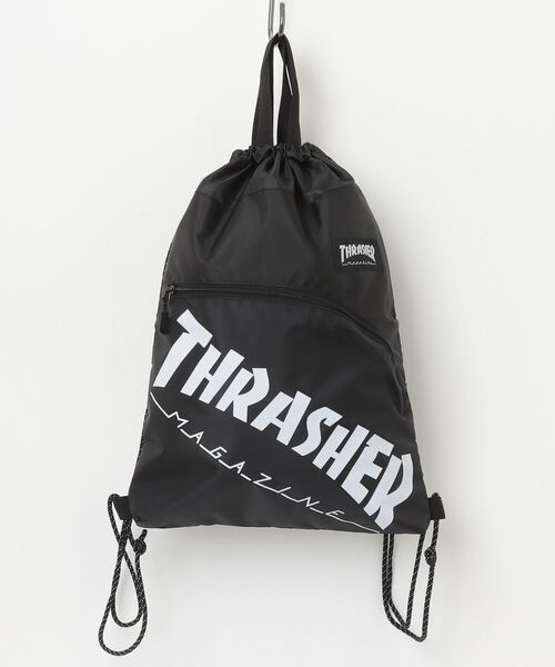 THRASHER（スラッシャー）の「"02"≪THRASHER≫カーブポケット ブランドロゴ ナップサック（バックパック/リュック・メンズ・ブラック×イエロー/ブラック×ホワイト/ブラック・ONE SIZE）」の21枚目の写真