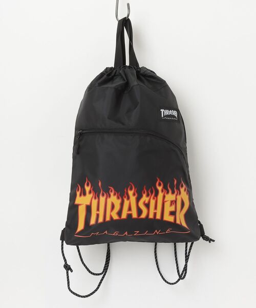 THRASHER（スラッシャー）の「"02"≪THRASHER≫カーブポケット ブランドロゴ ナップサック（バックパック/リュック・メンズ・ブラック×イエロー/ブラック×ホワイト/ブラック・ONE SIZE）」の22枚目の写真