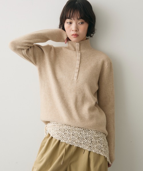 full/fill.（フルフィル）の「front button high neck rib knit / フロントボタンハイネックリブニット（ニット/セーター・レディース・グレー/ピンク/ベージュ・FREE）」の10枚目の写真