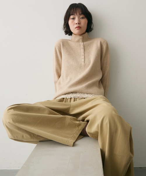 full/fill.（フルフィル）の「front button high neck rib knit / フロントボタンハイネックリブニット（ニット/セーター・レディース・グレー/ピンク/ベージュ・FREE）」の12枚目の写真