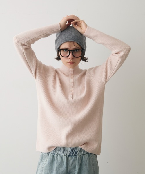 full/fill.（フルフィル）の「front button high neck rib knit / フロントボタンハイネックリブニット（ニット/セーター・レディース・グレー/ピンク/ベージュ・FREE）」の15枚目の写真