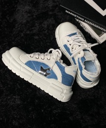 lilful（リルフル）の「【26年春夏新作】ボリュームソールデニム生地異素材厚底スニーカー（スニーカー）」