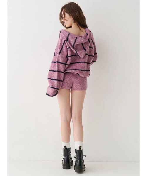 EVRIS(エヴリス)の「オーバーサイズフードニットトップス【セットアップ着用可能】春服(ニット/セーター・レディース・ピンク/ブラウン/ブラック・FREE)」の20枚目の写真