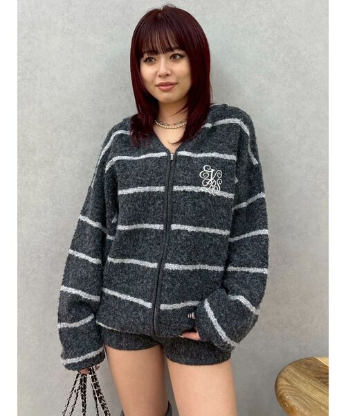 EVRIS(エヴリス)の「オーバーサイズフードニットトップス【セットアップ着用可能】春服(ニット/セーター・レディース・ピンク/ブラウン/ブラック・FREE)」の6枚目の写真