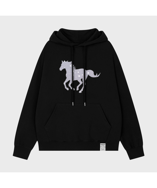 GRAVER（グレーバー）の「[ユニセックス]COSMIC PONY フードパーカー_4カラー（パーカー・レディース・スカイブルー/ホワイト/ブラック/杢グレー・SMALL/MEDIUM/LARGE）」の3枚目の写真
