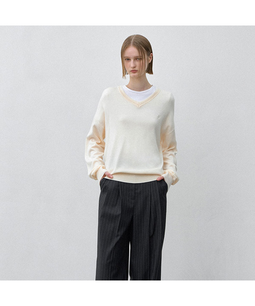 ATELIER NAIN(アトリエナイン)の「ESSENTIAL WOOL FIA KNIT(T-7035)(ニット/セーター・レディース・ブラック/ライトグレー/ブルー/アイボリー・FREE)」の2枚目の写真