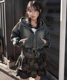 WEGO/【26年春新作】デニムショートフードブルゾン