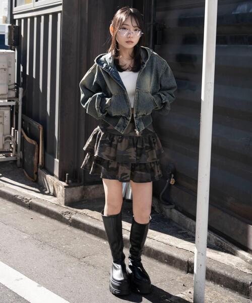 WEGO(ウィゴー)の「WEGO/【26年春新作】デニムショートフードブルゾン(ブルゾン・レディース・コバルトブルー/グレー・FREE)」の4枚目の写真