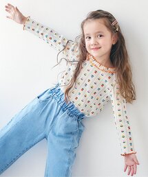 apres les cours | 【WEB限定】衿フリルワッフルメローTシャツ_ジュニア対応(Tシャツ/カットソー)