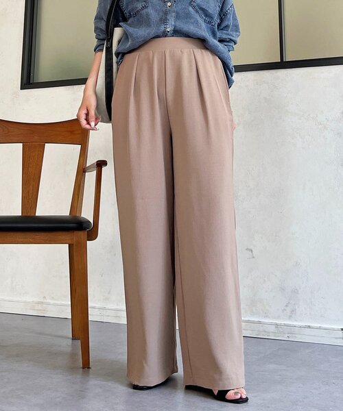 un dix cors(アンディコール)の「ライトジョーゼットワイドパンツ(その他パンツ・レディース・グレイッシュベージュ/ブラック・FREE)」の3枚目の写真