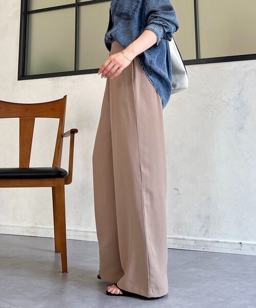 un dix cors(アンディコール)の「ライトジョーゼットワイドパンツ(その他パンツ・レディース・グレイッシュベージュ/ブラック・FREE)」の6枚目の写真