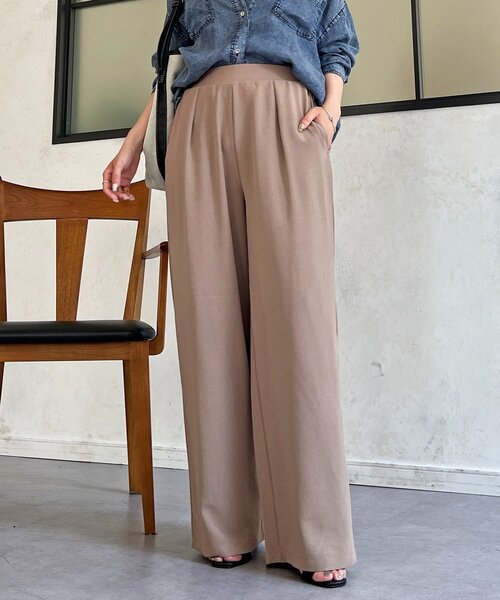 un dix cors(アンディコール)の「ライトジョーゼットワイドパンツ(その他パンツ・レディース・グレイッシュベージュ/ブラック・FREE)」の14枚目の写真