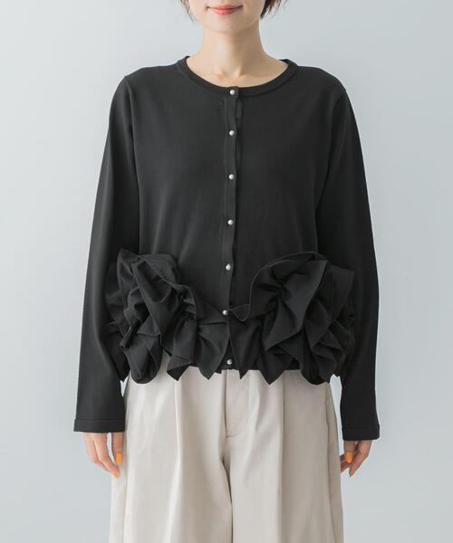 URBAN RESEARCH ROSSO WOMEN（アーバンリサーチ　ロッソ）の「Mewl　ペタルフリルカーディガン（カーディガン/ボレロ・レディース・ブラック/ホワイト・FREE）」の8枚目の写真