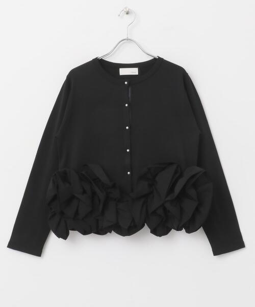 URBAN RESEARCH ROSSO WOMEN（アーバンリサーチ　ロッソ）の「Mewl　ペタルフリルカーディガン（カーディガン/ボレロ・レディース・ブラック/ホワイト・FREE）」の11枚目の写真