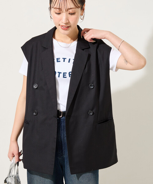 FREAK'S STORE(フリークスストア)の「限定展開 TR ダブルジャケット ベスト (セットアップ対応)(その他アウター・レディース・ブラック/ネイビー/ベージュ/グレー/ナチュラル・フリ-)」の2枚目の写真