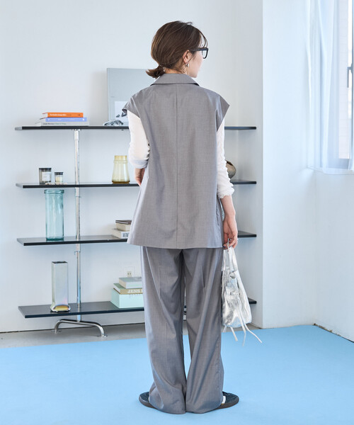 FREAK'S STORE(フリークスストア)の「限定展開 TR ダブルジャケット ベスト (セットアップ対応)(その他アウター・レディース・ブラック/ネイビー/ベージュ/グレー/ナチュラル・フリ-)」の9枚目の写真
