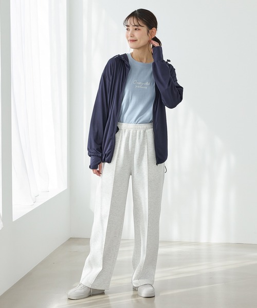 Honeys(ハニーズ)の「【UVカット】こだわり綿7分袖ロゴT(Tシャツ/カットソー・レディース・オフホワイト/ブラック/サックスブルー/グレイッシュベージュ/ネイビー・S/M/LL/L)」の14枚目の写真