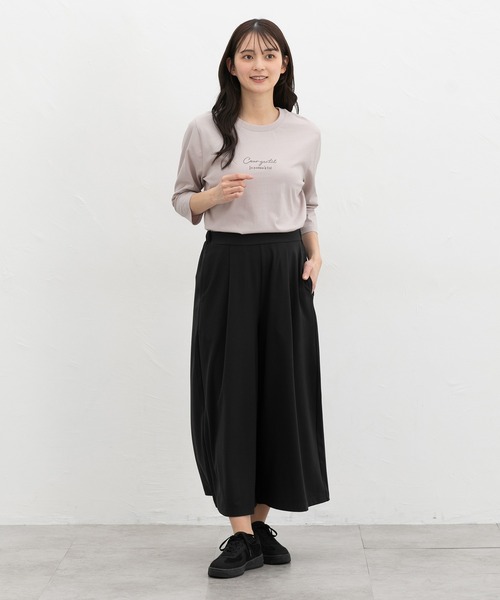 Honeys(ハニーズ)の「【UVカット】こだわり綿7分袖ロゴT(Tシャツ/カットソー・レディース・オフホワイト/ブラック/サックスブルー/グレイッシュベージュ/ネイビー・S/M/LL/L)」の18枚目の写真
