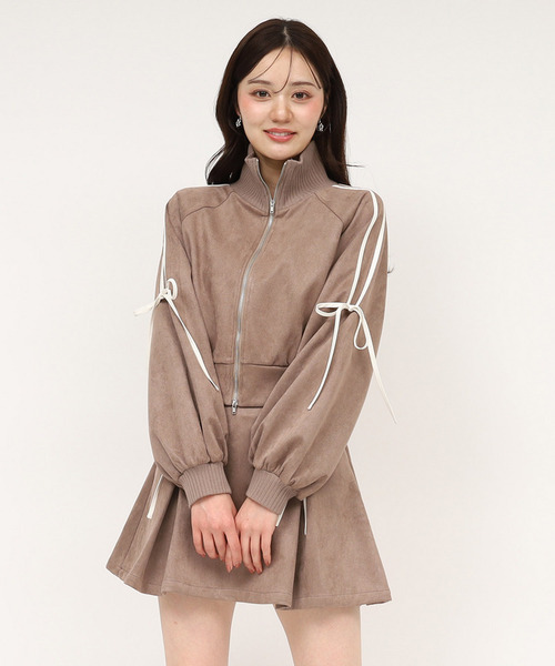 ROYAL PARTY（ロイヤルパーティー）の「アソート配色リボントラックジャケット（ライダースジャケット・レディース・ブラック/ブラウン/ベージュ・FREE）」の2枚目の写真